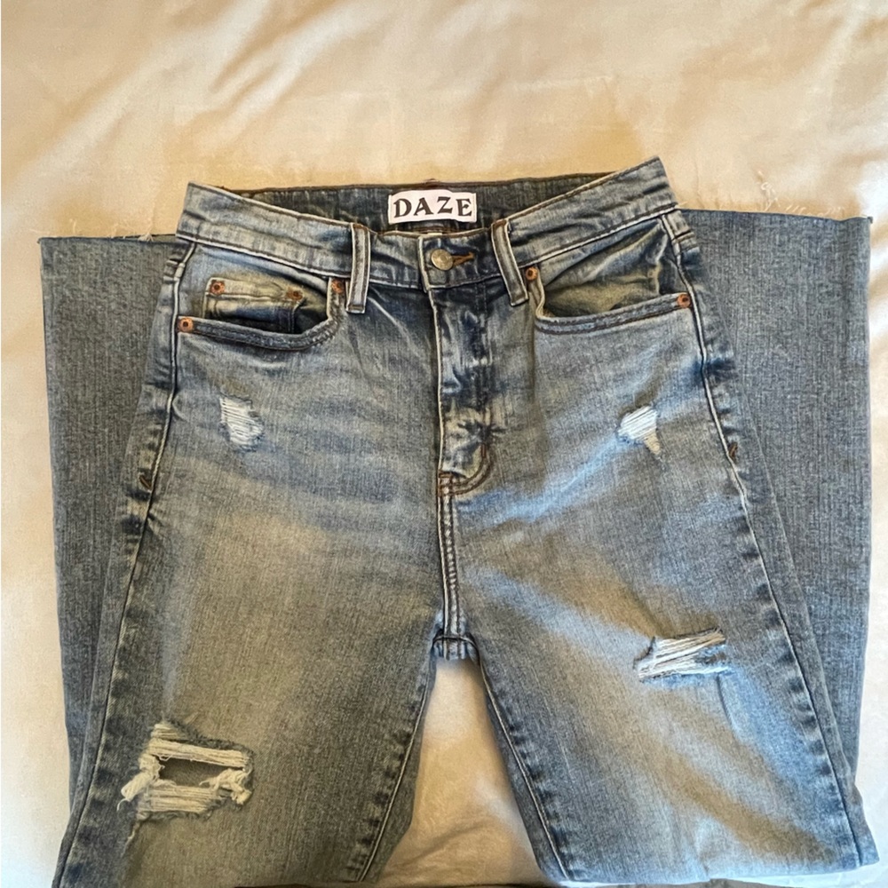 Daze denim jeans premium straight slim 90s high waisted blue jeans urban